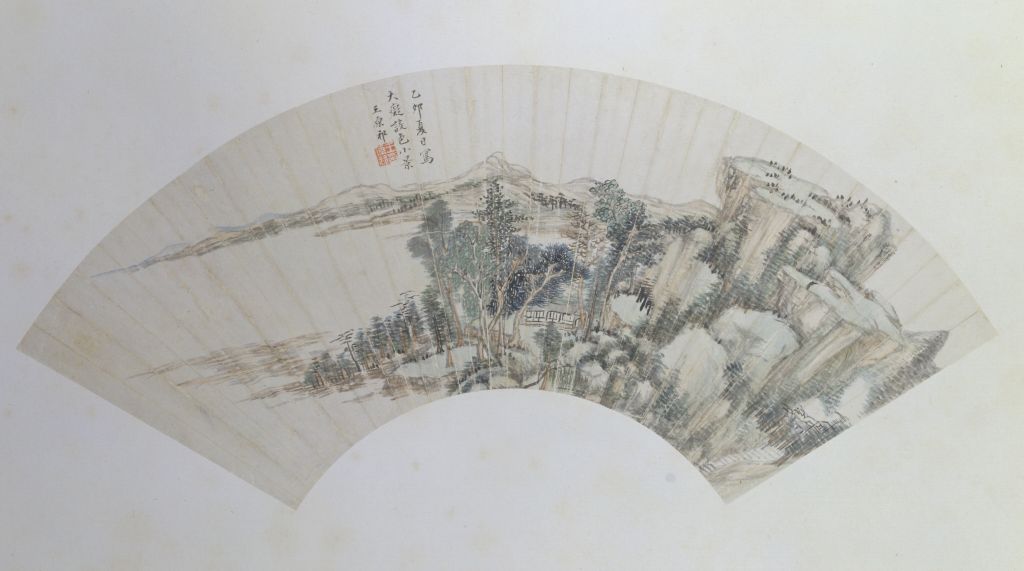 图片[1]-Fan page of landscape map of Wang Yuanqi-China Archive